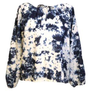 Sanctuary Navy Blue Tie Dye Blouse Small Long Sleeve Boho Casual Top